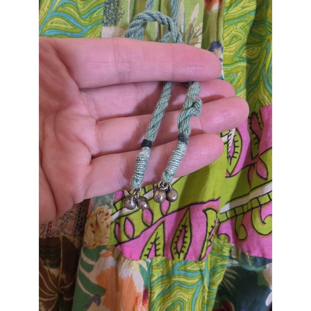 Multicolor Floral Patchwork Tiered Drawstring Cot… - image 4